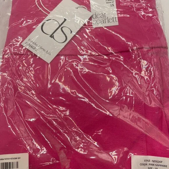 NEW! Dear Scarlett Magic Hot Pink SIZE 1X PLUS 26" Skinny Pants - NEW IN PACKAGE - Picture 4 of 6